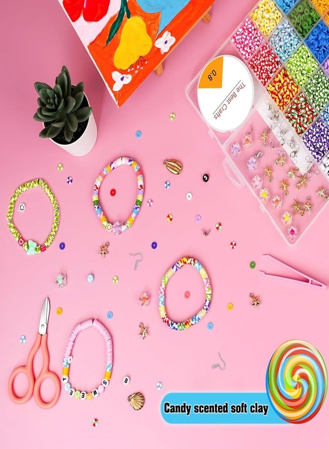SRN ENTERPRISE Clay for Jewellery Making Kit, Kids Girls Macaron Color for Bracelet Making, Letter with Unicorn Pendants, Crystal Star Flower Hair Set for DIY Jewelry Crafts - Image 4